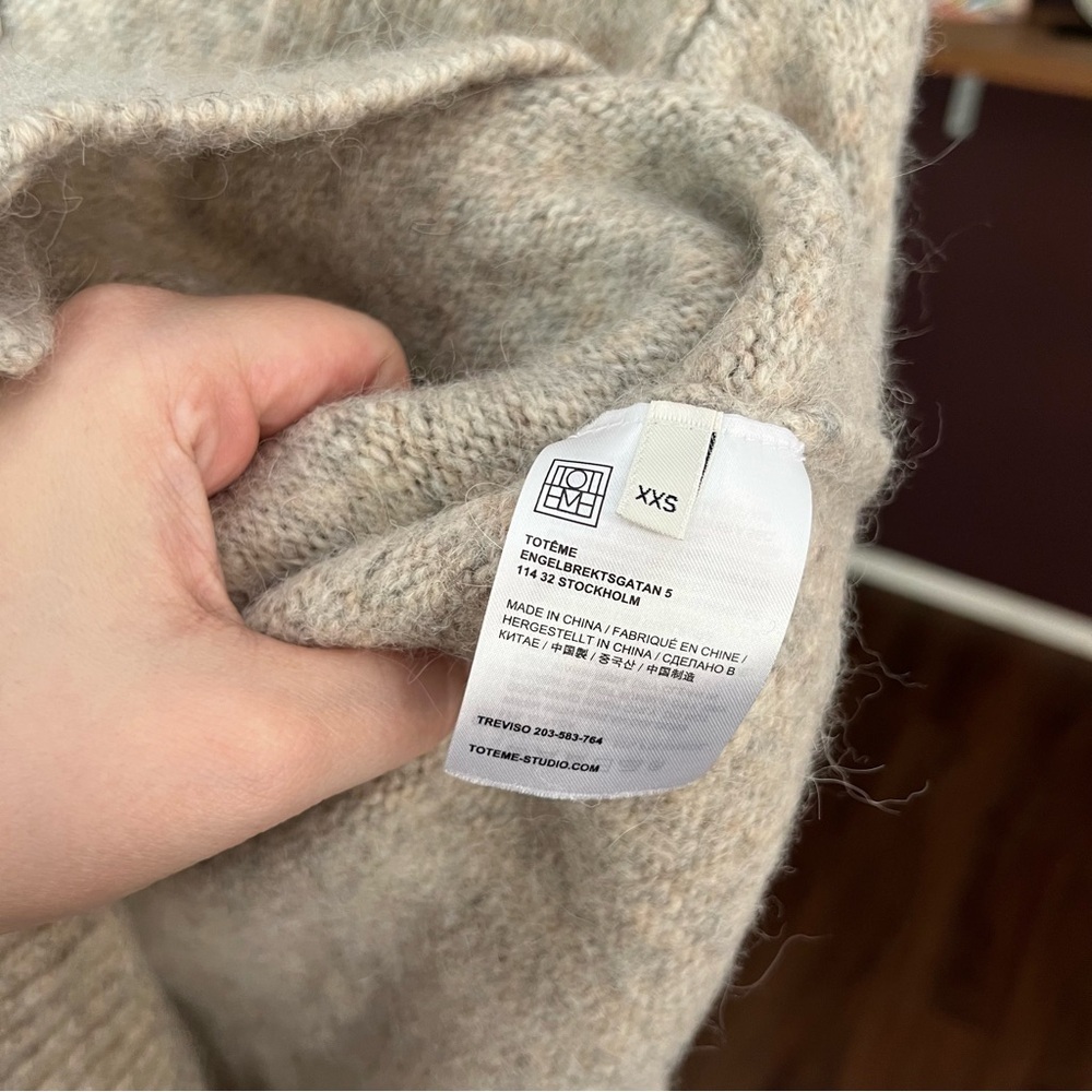 Toteme Treviso Cream Gray Wool-Alpaca Blend Cardigan XXS - Picture 15 of 16